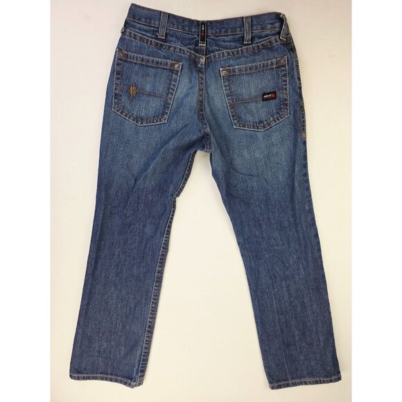 Ariat Size 32X32 Men Flame Resistant Low Rise M4 Boot CAT2 2112 Blue Denim Jeans - Picture 1 of 13